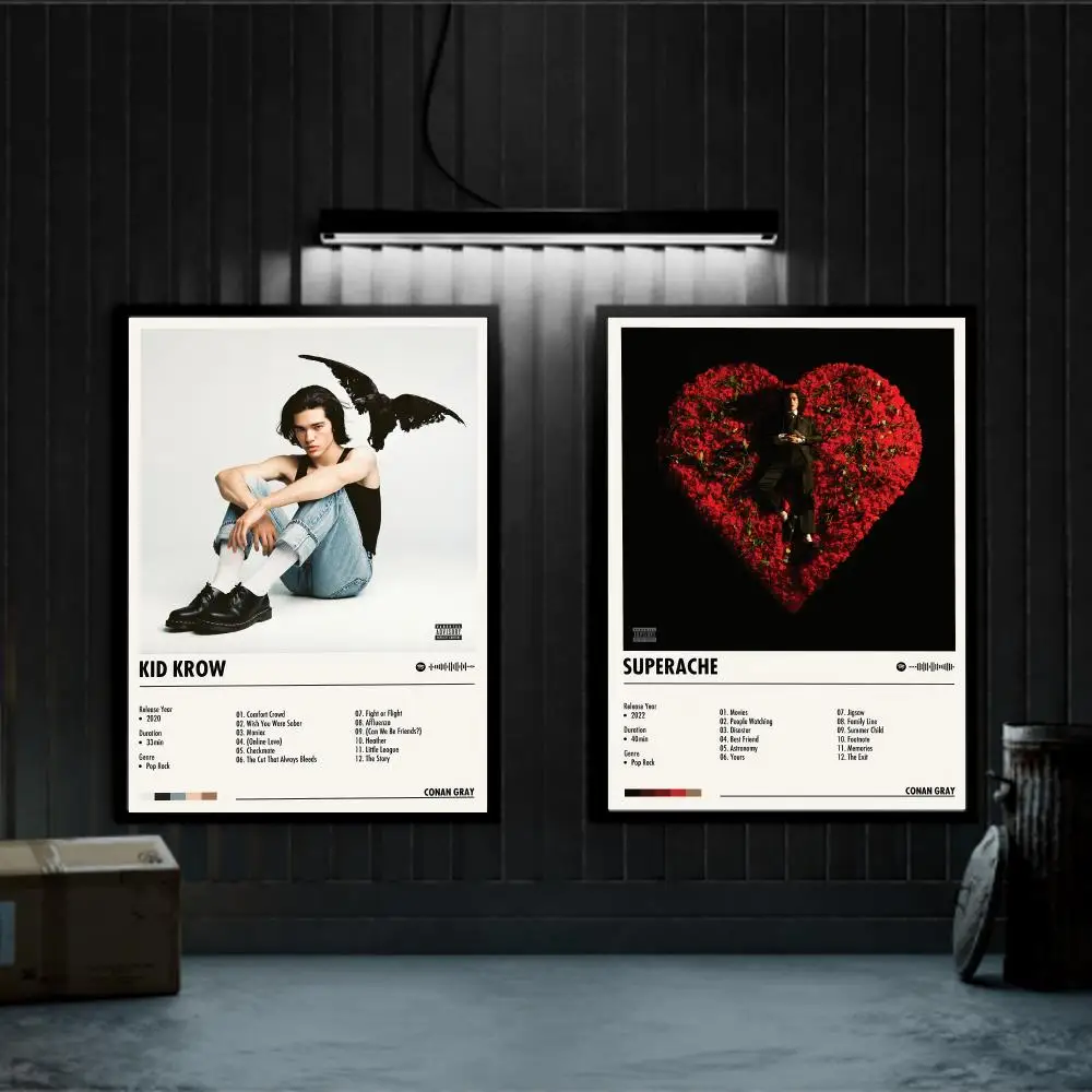 C-Conan G-Gray المشارك يطبع حائط لوح رسم صورة فنية غرفة المعيشة ديكور المنزل قائمة التتبع غطاء ألبوم الموسيقى
