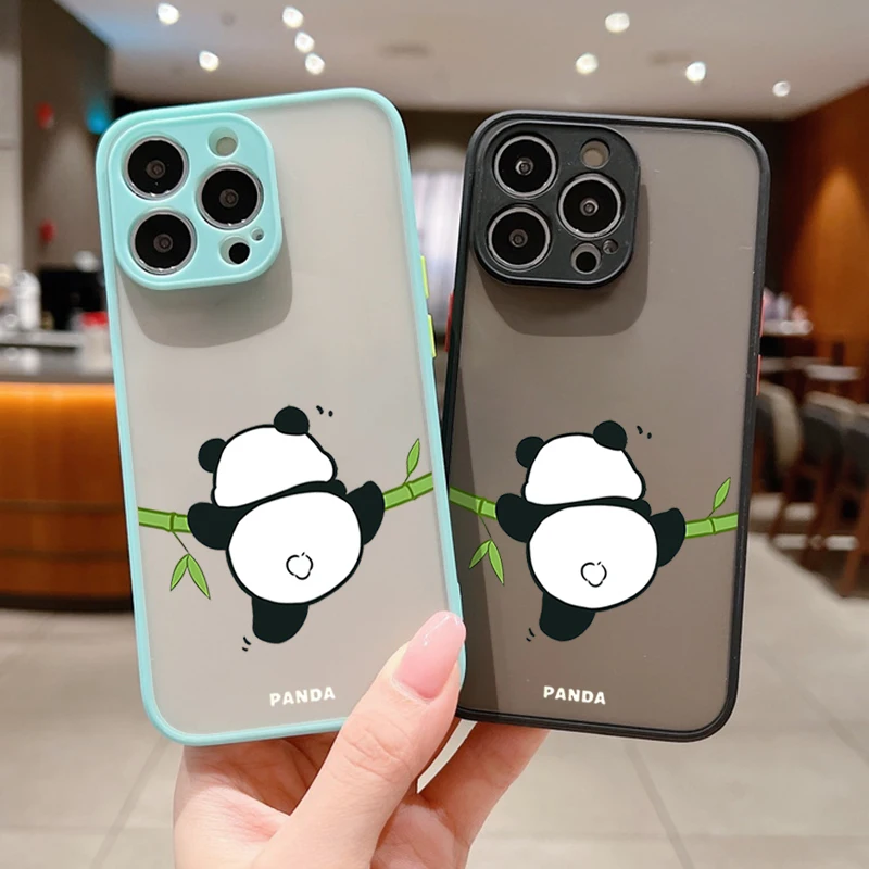 Climbing Panda Pattern Phone Case For iPhone 17 16 15 14 13 12 Pro Max 17 Pro 16e Air 11 Matte Shockproof Soft Edge Hard Cover