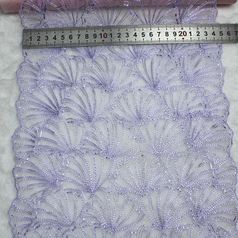 20Yds Light Purple Bilateral Embroidery Lace Fabric DIY Crafts Sewing Supplies Decoration Accessories For Bikini Underware Lace
