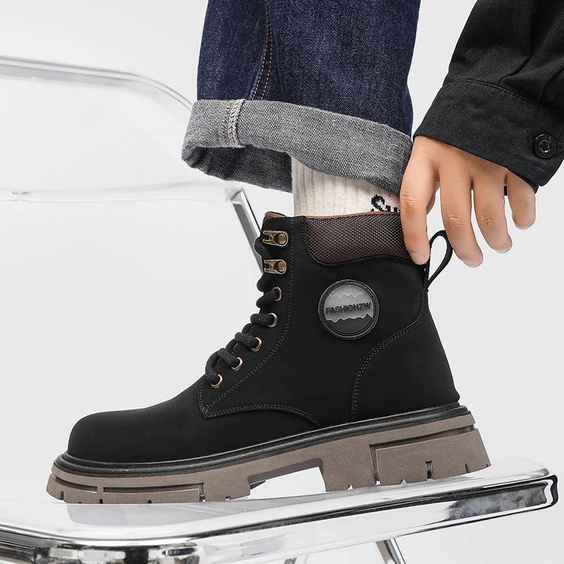 

Мужские классические мотоциклетные ботильоны в стиле ретро, ковбойские мужские ботинки из натуральной кожи в западном стиле, высококачественные Нескользящие носимые ботинки челси