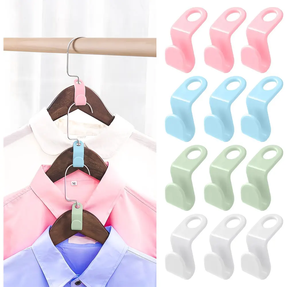 50/100Pcs Clothes Hanger Connector Hook Space Saving Hanger Clip Connection Hooks for Clothes Closet Fits All Types of Hangers