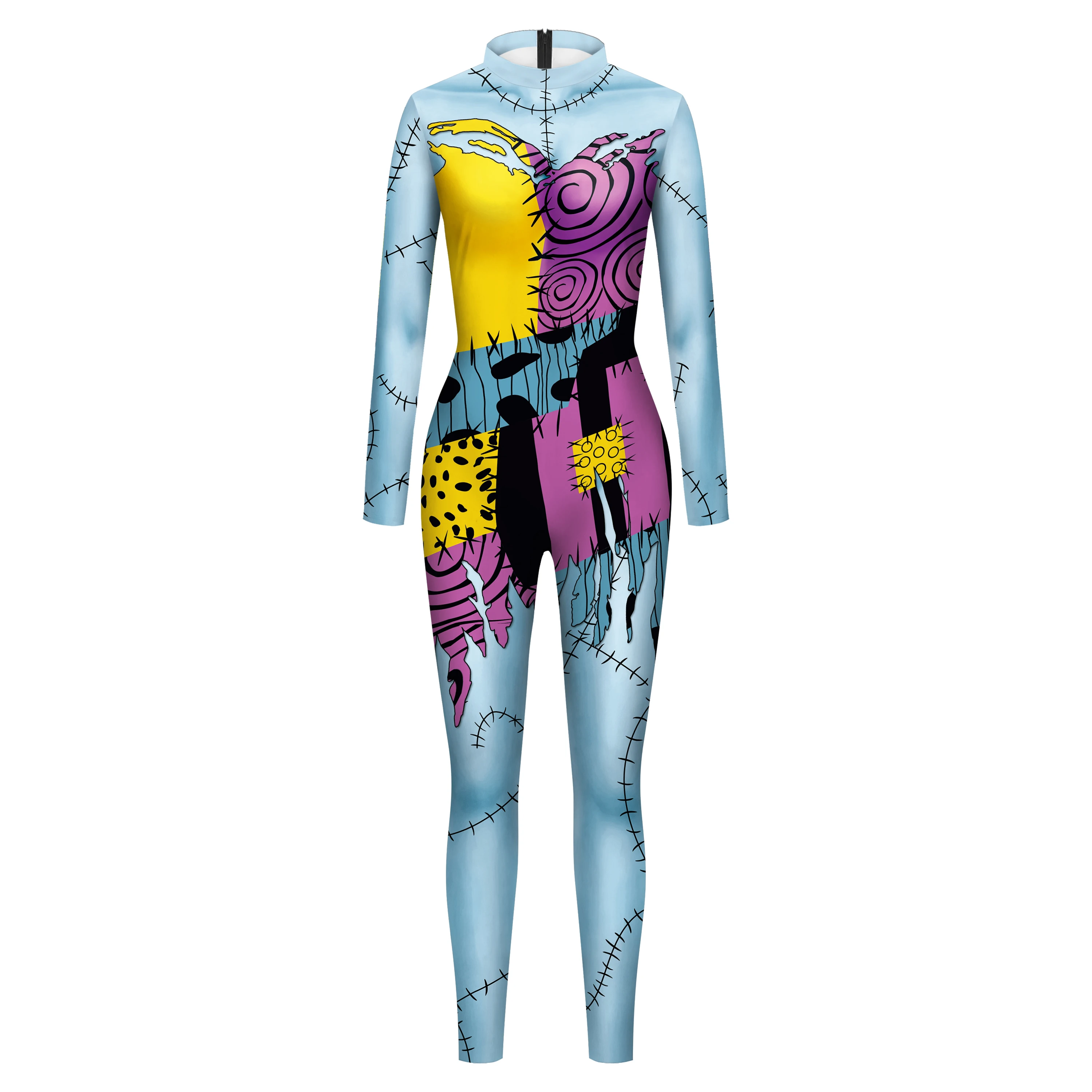 Zawaland Woman Cosplay Costume Movie Cosplay Zombies Jumpsuit Zipper Spandex Scary 3D Print Party Outfit Sexy Zentai Bodysuit