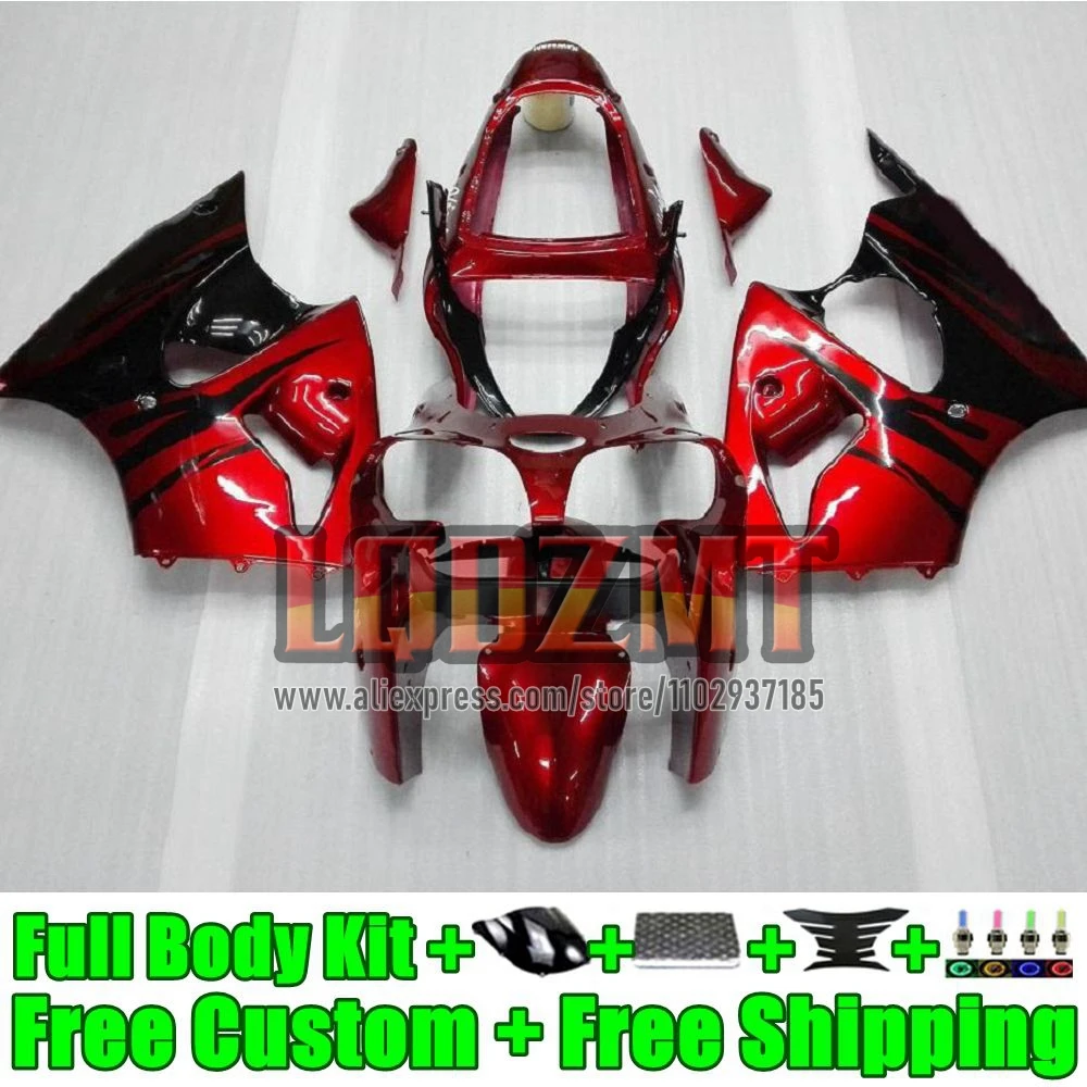 Injection Frame For KAWASAKI NINJA ZX 6R 636 CC 6 R 35No.10 red flames ZX636 ZX-6R ZX6R 2000 2001 2002 ZX-636 00 01 02 Fairing