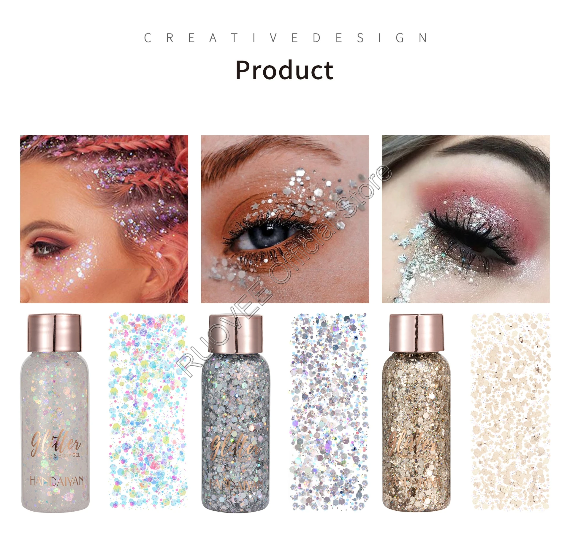 9 cores holográfica iridescente festival festa cosméticos corpo grosso glitter mix gel creme para diy rosto sombra lábio maquiagem de cabelo