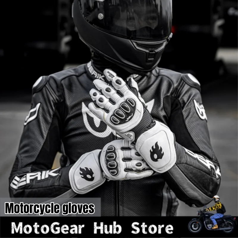 Alien Monster Carbon Fiber Gloves For Motorcycle Riding Same Seaso Breathable Motorcycle Rider Genuine Leather Anti Drop Unisex