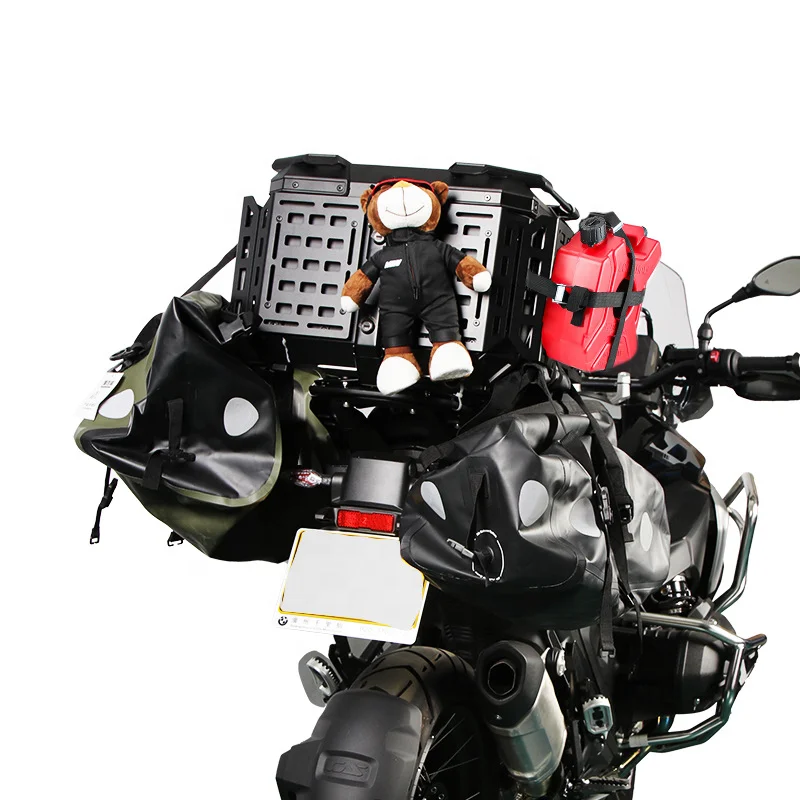 SLKE 55L Aluminum Alloy Multi-functional Trunk Foldable Tail Box Bracket Armored Scooter Motorcycle Top Box Extension Rack