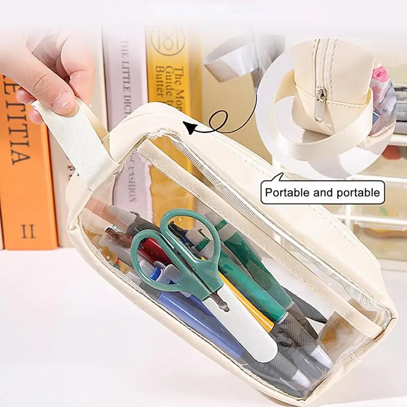 Transparent Pencil Case Large Capacity Pencil Pouch School Supplies Pen Case School Pencil Cases Stationery Pencilcase