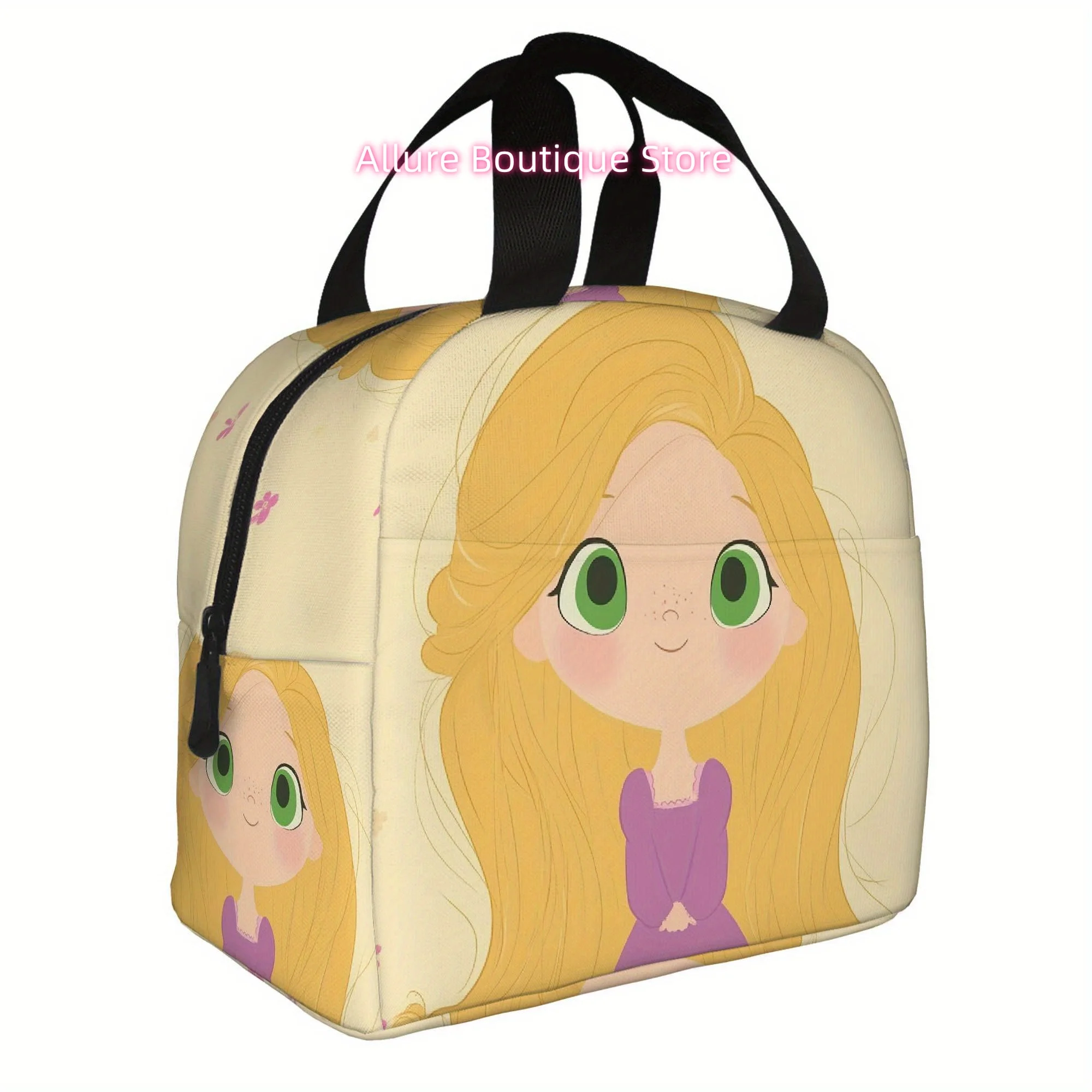 1pc, Princess with Long Blonde Hair and Purple Dress Printed Thermal Bag, Insulated Bag, No Food Contact, Suitable for Home, Res
