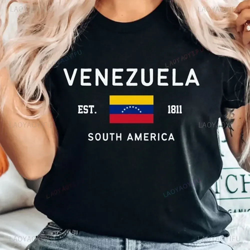 Venezuela Shirt Venezuelan Flag T-shirt Unisex Summer Comfort Cotton Tshirt Fashion Shirts Venezuelan Flag Print Proud Clothing