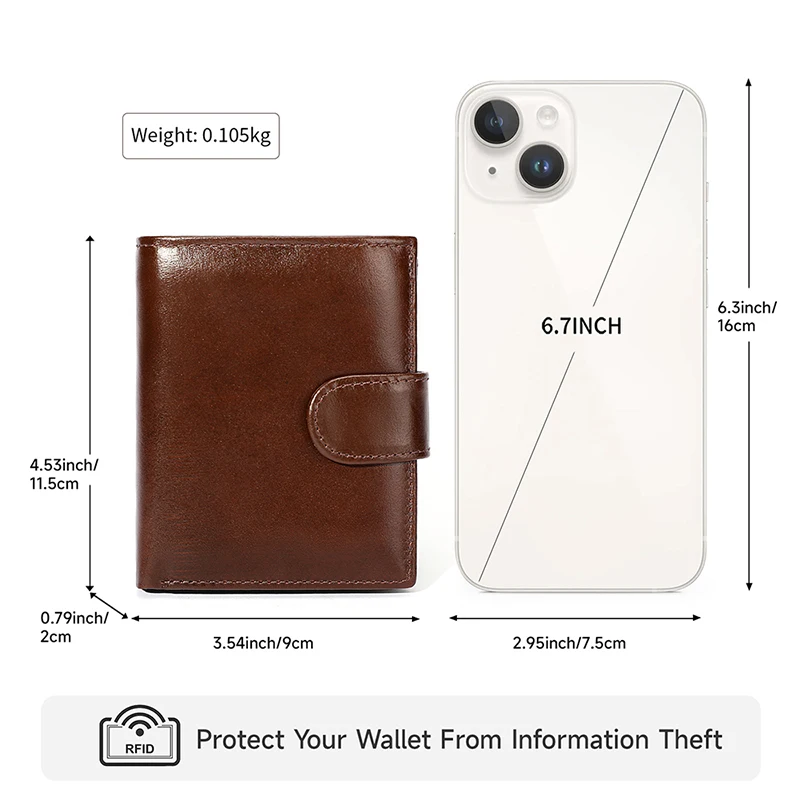 Men Leather Genuine Short Wallet Money Pouch Multi-functional Anti-theft ID Window Coin Cash Pocket Multiple Card Slots Wallets