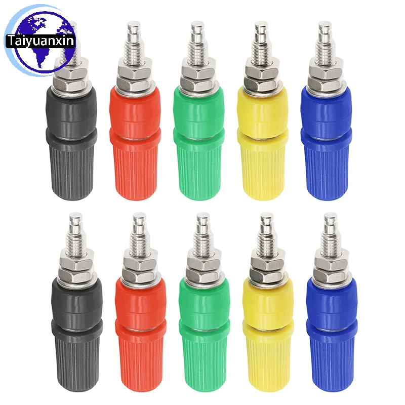 50PCS 5mm Banana Jack Socket Binding Post Nut 30A M5x45 Banana Terminal Plug Electrical Connector