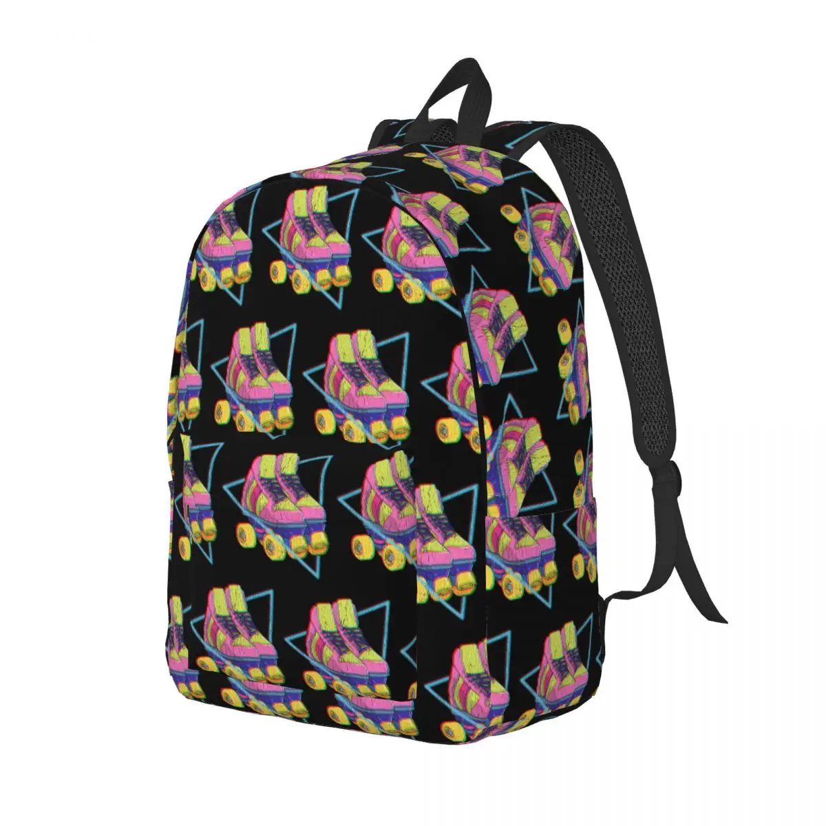 Retro Roller Skates Colorful Student Backpack School Bag Hiking Travel Daypack for Men Women Bookbag Shoulder Bags