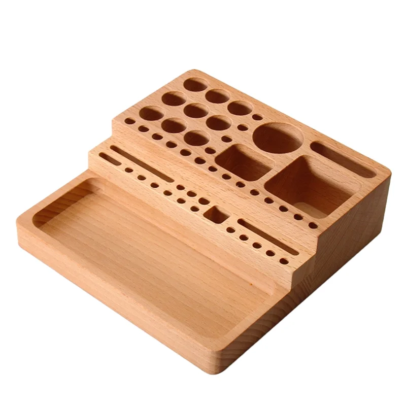 

PORK-Beech Wood Handmade DIY Tool Rack For Printing Leather Carving Punching Diamond Tools Storage Box Leather Making Kit