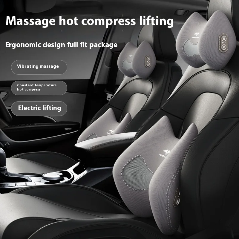 

Car Drive Hot Compress Airbag Headrest and Waist Pillow Set Memory Pillow Seat Back Cushion Driver Lumbar Massage Cushion Tools