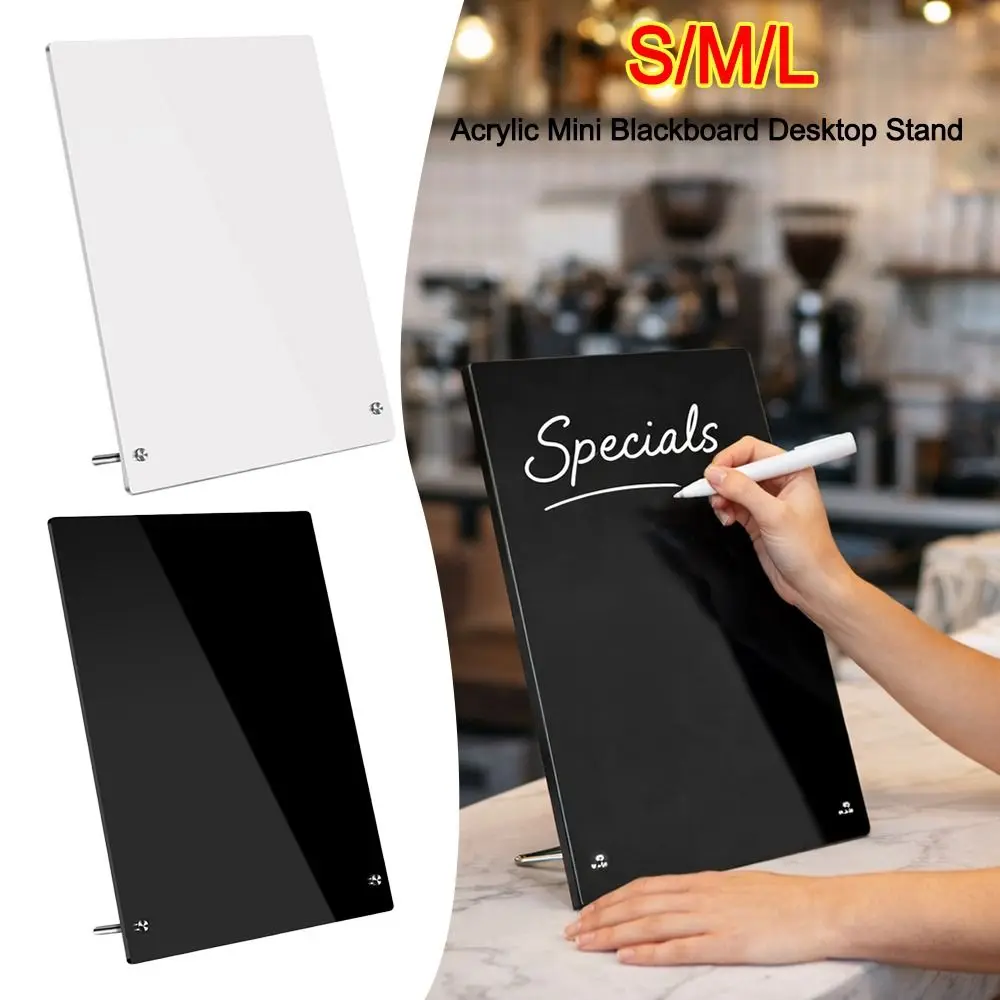 Acrylic Desktop Message Board Vertical DIY Drawing Board with Metal Bracket Advertising Display Board