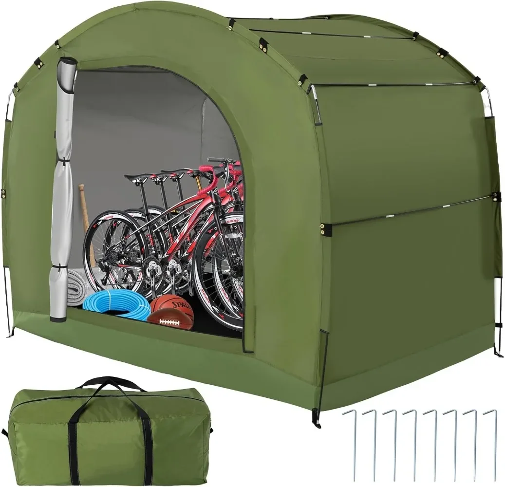 230D Bike Storage Cover, Portable Outdoor Storage Shed for 2/3/4/6/8 Bikes, PU4000 Waterproof Backyard Storage Tent Shelter