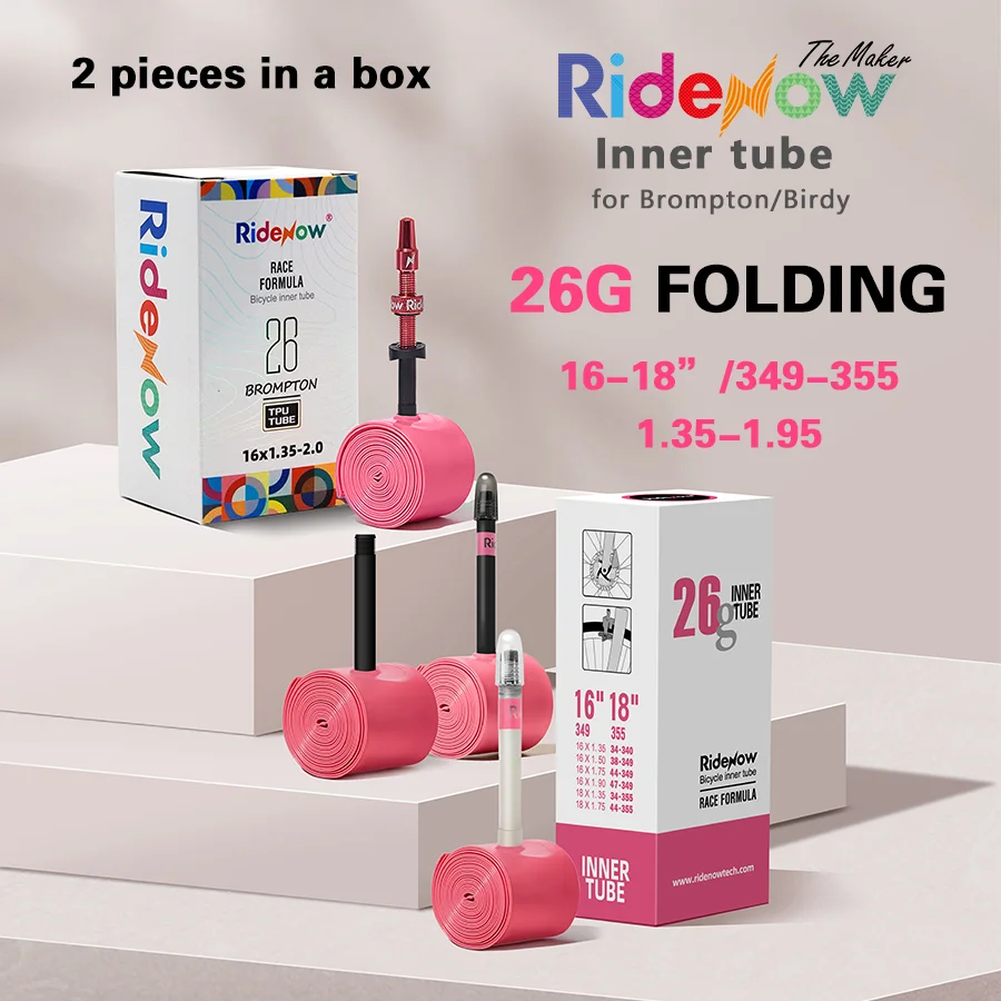 

RideNow 16/18inch foldingl Bicycle 26g TPU Inner Tube 349/355 1.35-1.95 Plastic / Alloy Valve Stem 2Piece Set
