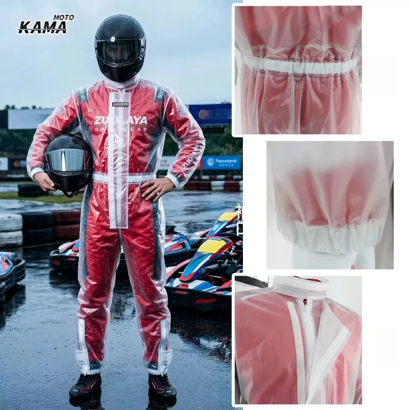 ZUOLAYA Transparent Zipper Waterproof Go-kart One-piece Raincoat RAIN Light and Soft Motorcycle Racing Raincoat Dustproof