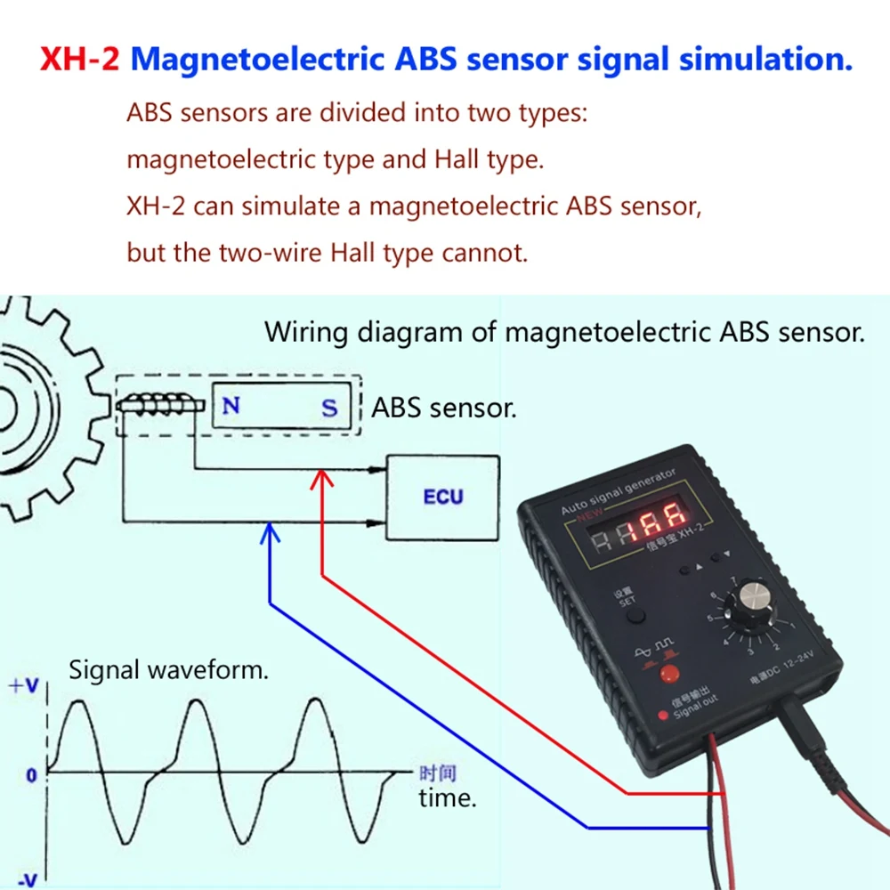 XH-2 Auto Vehicle Signal Generator Car Hall Sensor and Crankshaft Position Sensor Signal Simulator Meter 2Hz to 8KHz