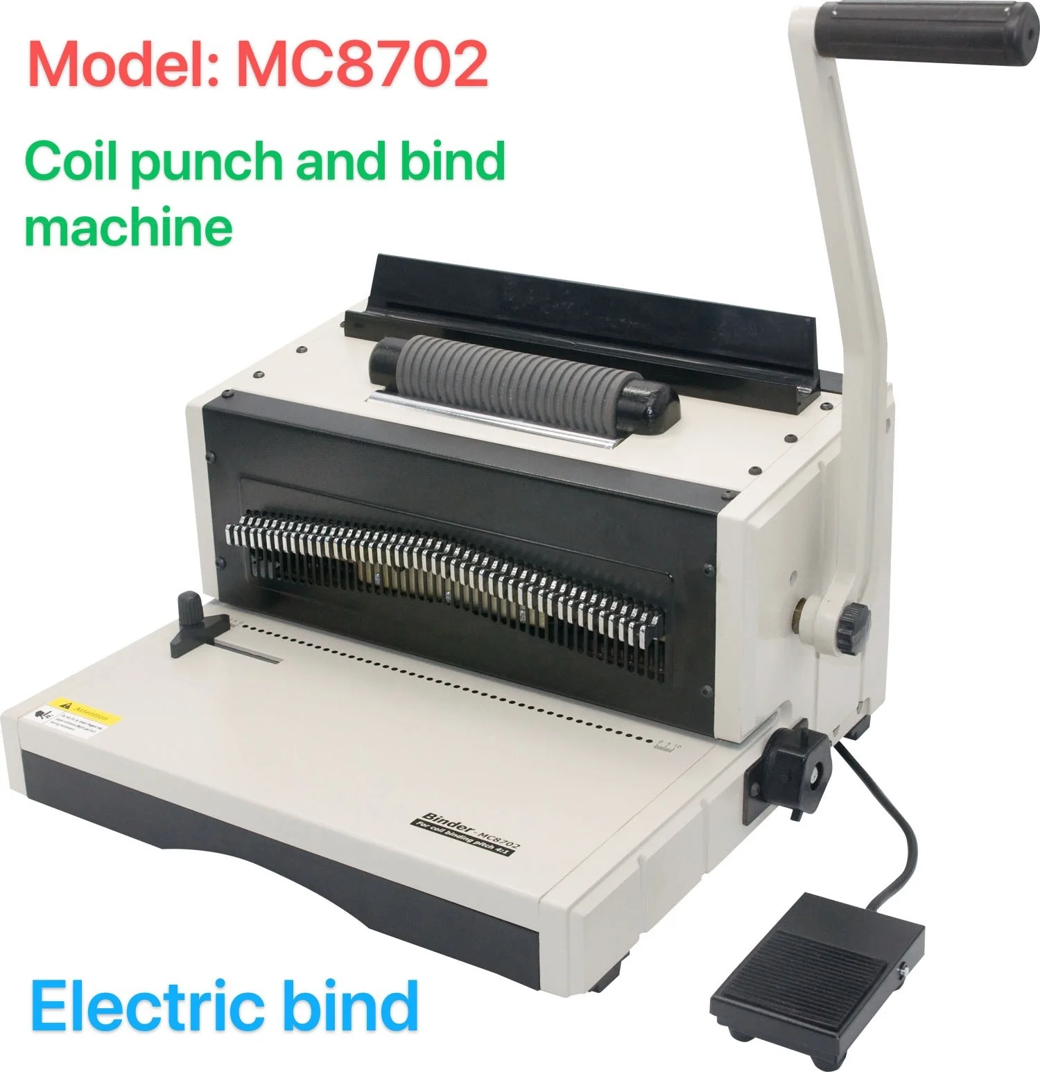 MC8702 Manual Punching Electric Coil Binding Machine with all selectable pins