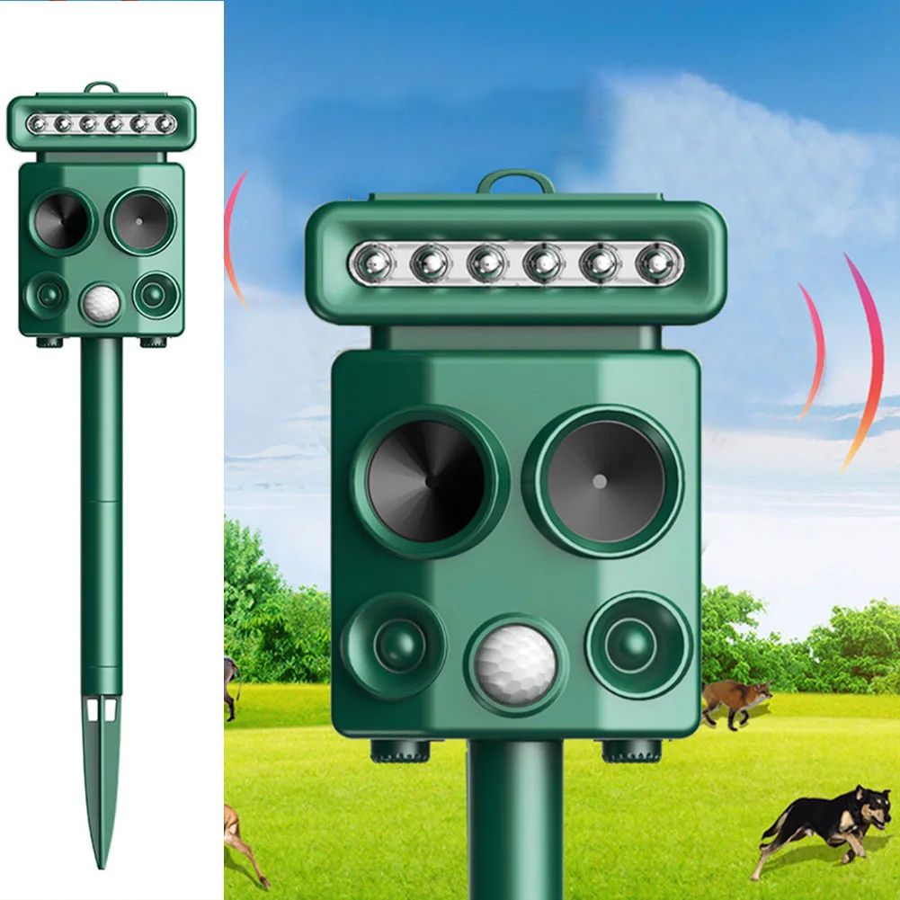 Solar Animal Deterrent with Motion Sensor and Flash Light Weatherproof and Solar Powered Outdoor Pest Control Device