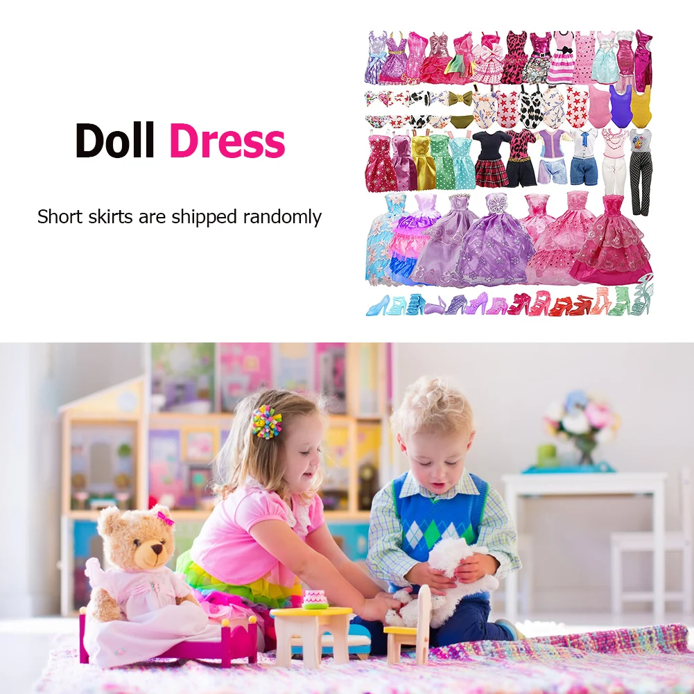 For Barbie Doll Clothes Mixed Mini Dress Up Doll Accessories Fashion Clothes High Heels Shoes Doll Part Girls Toy Birthday Gifts