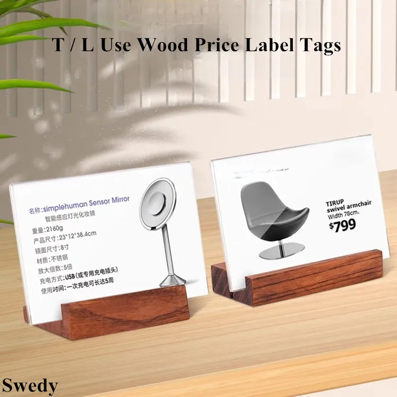 90x55mm / 100x70mm T / L Use Mini Acrylic Sign Holder Display Stand Photo Picture Frame Small Price Label Paper Card Tags