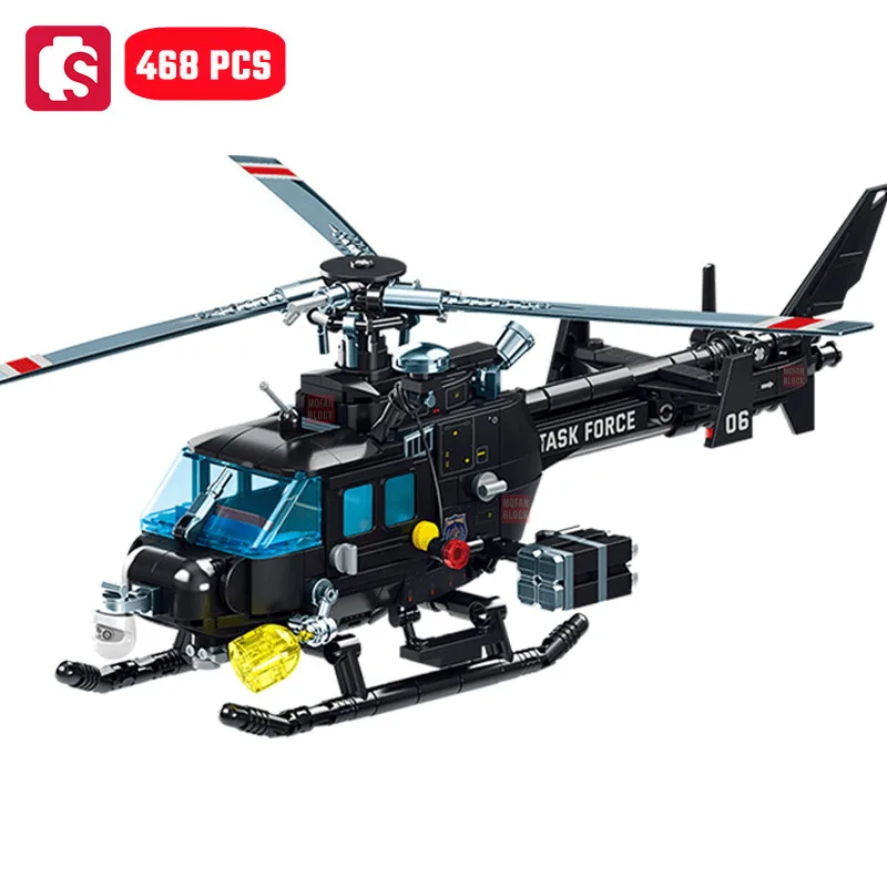 SEMBO Military Series Attack Helicopter Assemblage Building Blocks MOC Fighter Models Plane Construction Set Birthday Gift Toys