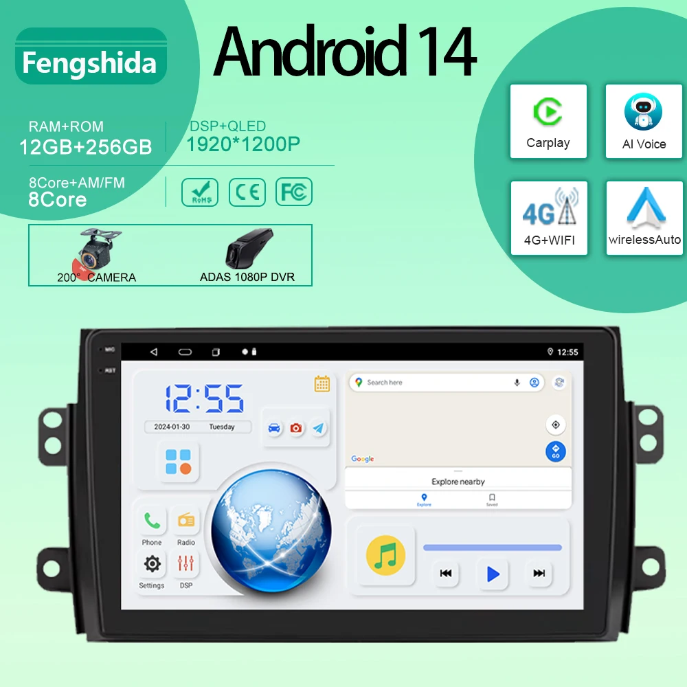 

Video BT Car Radio for Suzuki SX4 2006-2013 Android Auto GPS Navigation Multimedia Player Stereo Head Unit 4G WIFI No 2din DVD