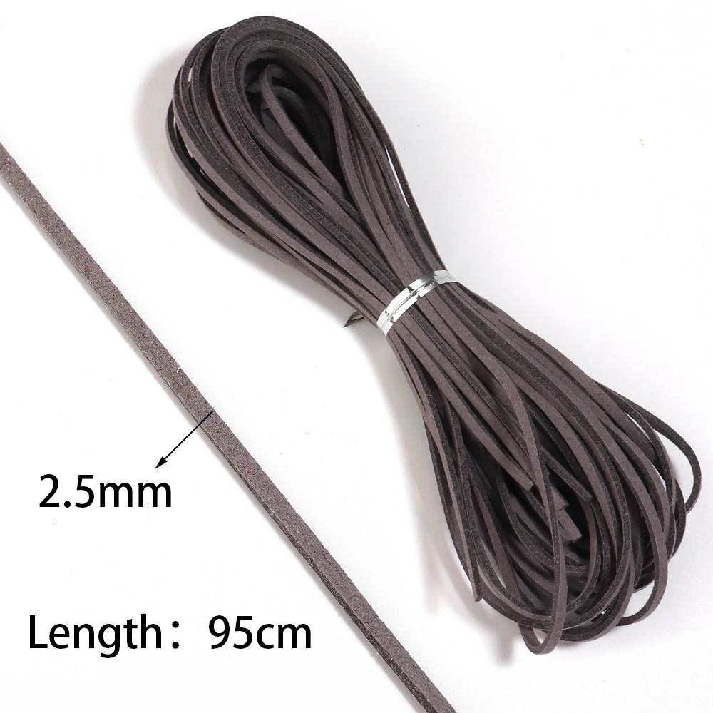 10cords 95cm 2.5mm Flat Korean Velvet Thread Faux Suede Leather Cord Rope Thread to Make Braided Bracelet Necklace Accessories