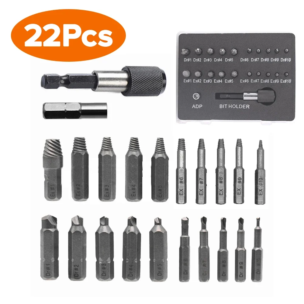 Damaged Screw Extractor Remover Drill Bit Set Disassemble Screws Bolt Stud Slip Teeth Demolish Stripped Broken Remover Tools