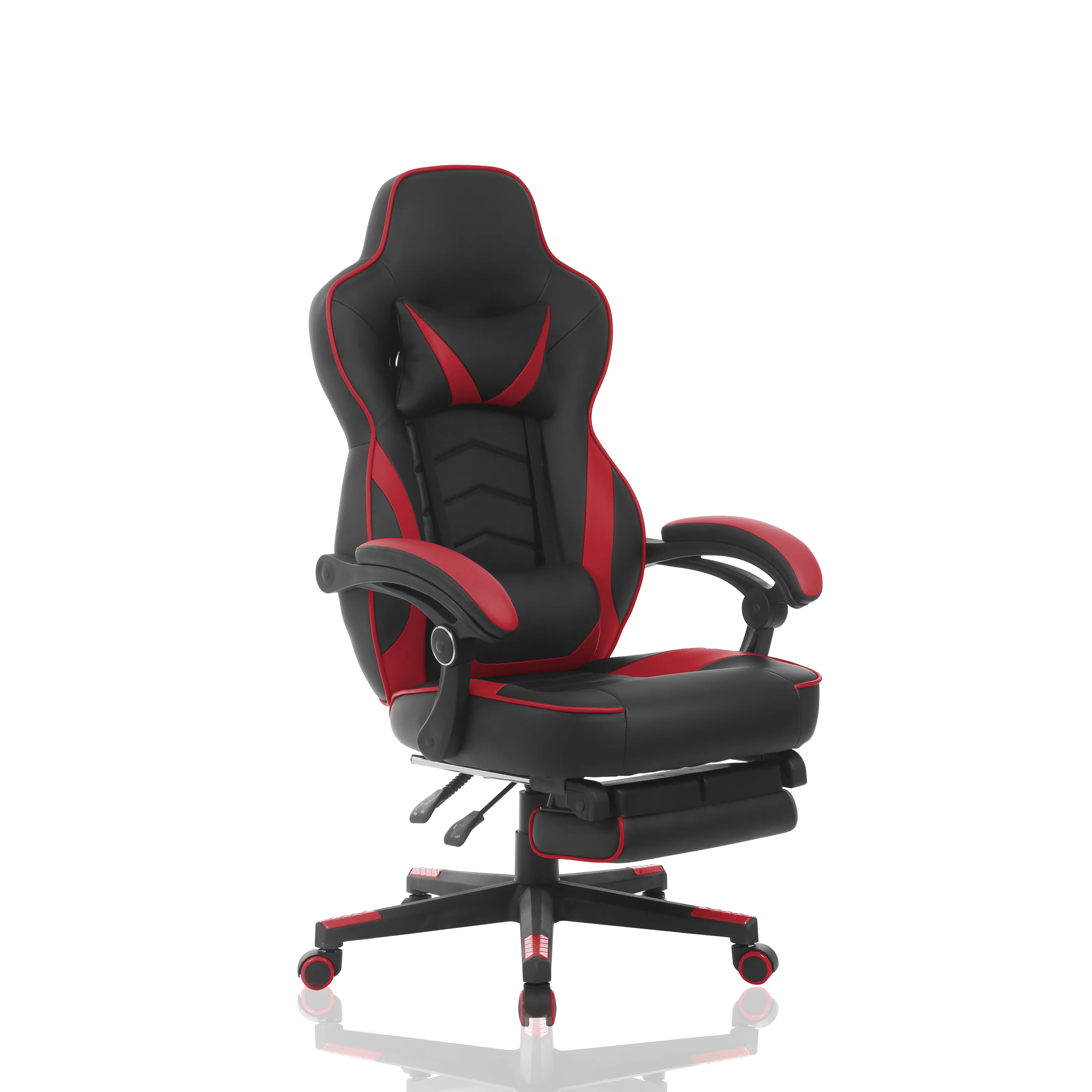 Red Wholesale Video Gaming Custom Color Red Racing Style Gaming Chair With Footrest High Quality Metal Frame Red Gaming Chair