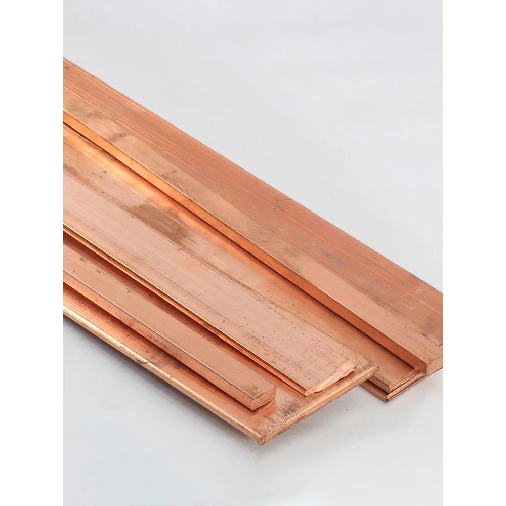 T2 Red Copper Flat Bar Plate Strip Thick 0.05/0.1-20mm Pure Copper Rectangular Solid Metal Sheet Width 15/20/25mm Length 500mm