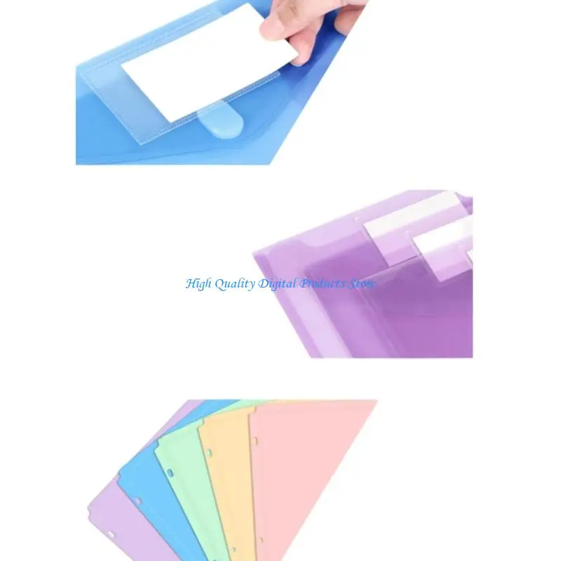 U2JE 5/10 Uds. Bolsa para documentos bolsillo perforada con 3 agujeros para organización oficina escolar