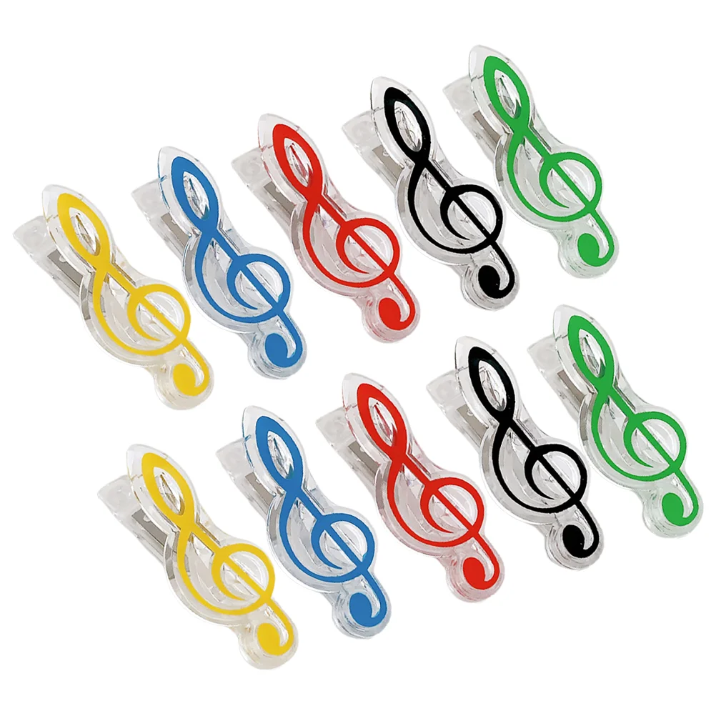 10 Pcs Note Clip Paper Clips Music Book Page Holder Supply Musical Notes Metal Clothespins Colorful Party Favors Office