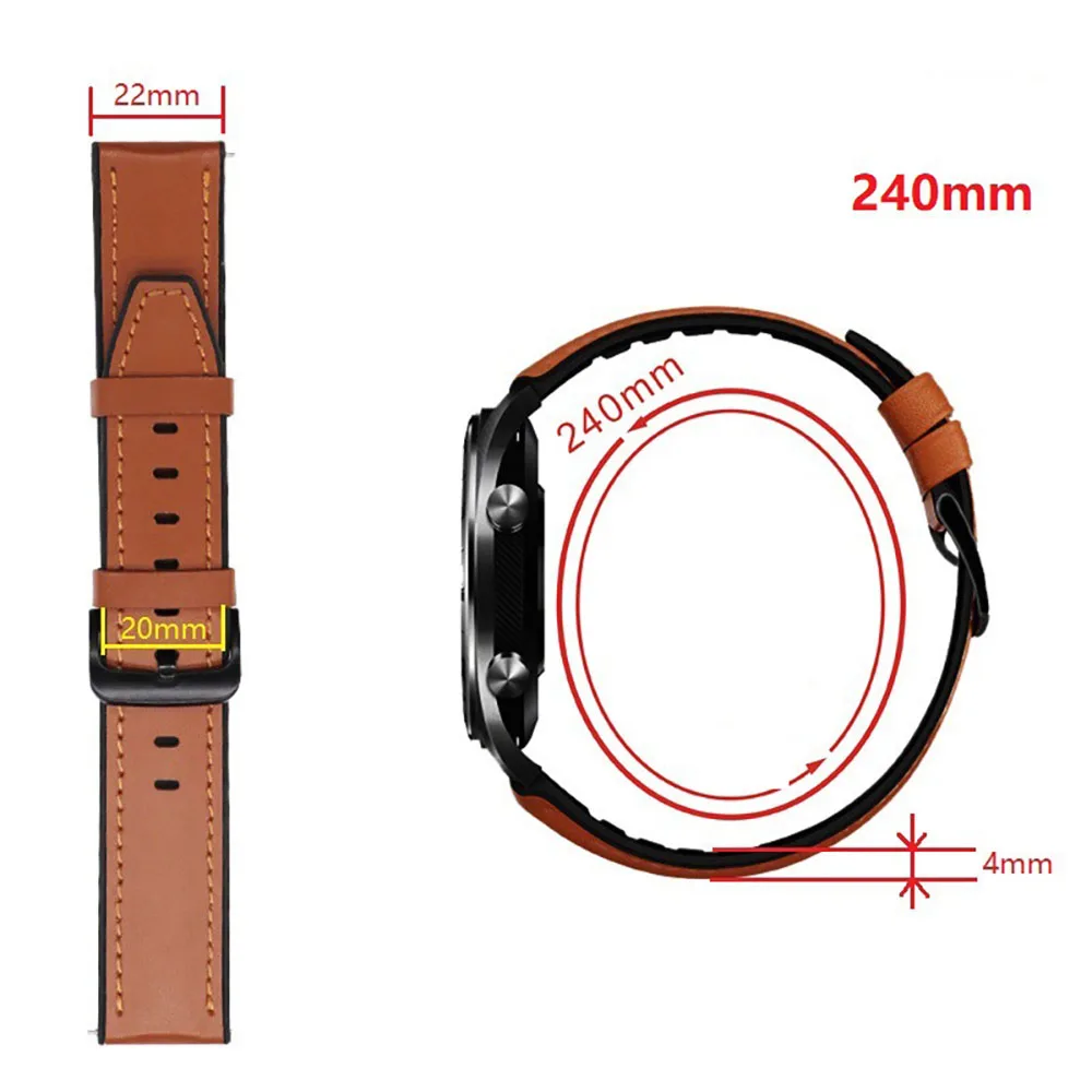 20mm Leather Silicone Bracelet For Amazfit Bip S/U Wrist Strap For Huami Amazfit GTS 3 2 2E/GTS2 Mini /GTS3 /GTR 42mm Watchband