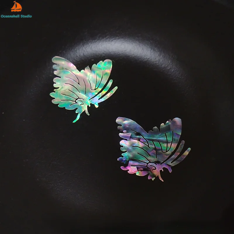 2 PC Abalone (Pāua) Shell Pieces Butterfly Shape Scrap Inlay Pack-for Crafts, DIY Project, Jewelry Making, Musical Instruments