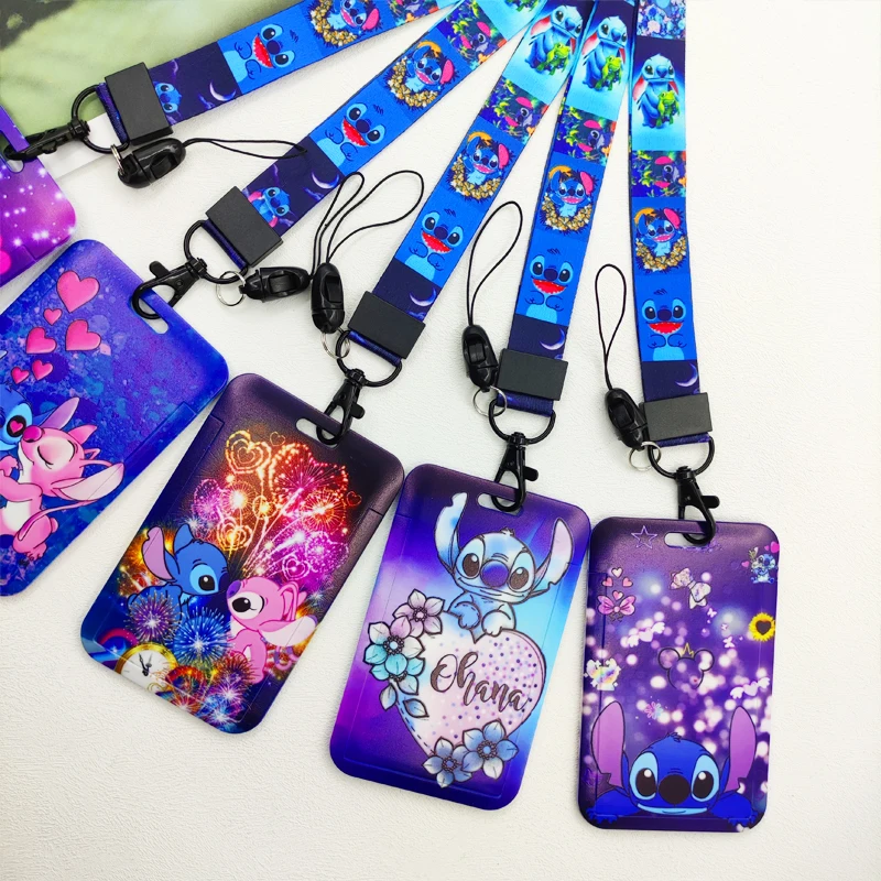 Leuke Lilo Stitch Lanyard ID-kaarthouder Pass Mobiele telefoon Charme Nekbanden Credential ID Badge Holder Case