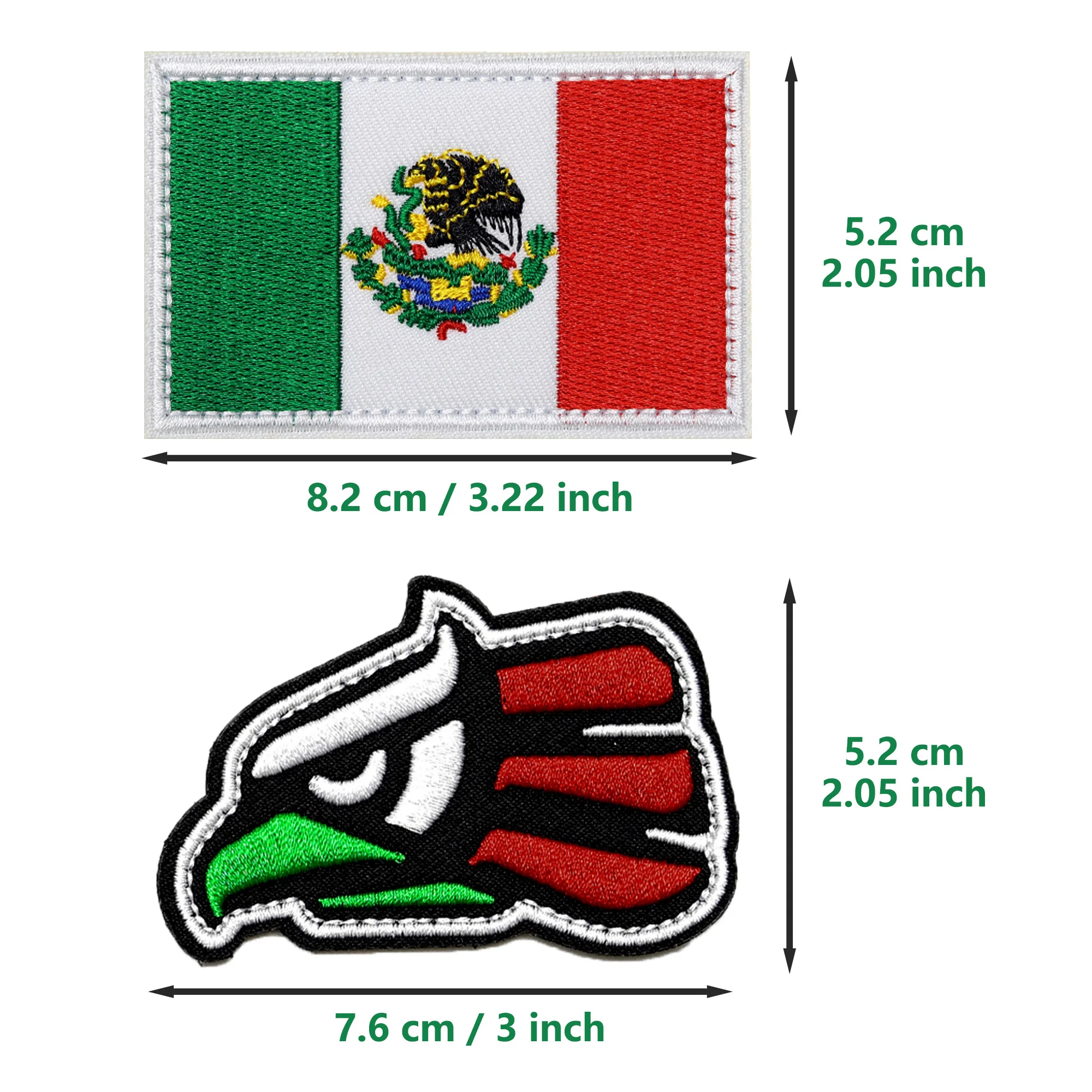 2PCS Mexico Embroidered Patch Hook and Loop Mexican Eagle Patch