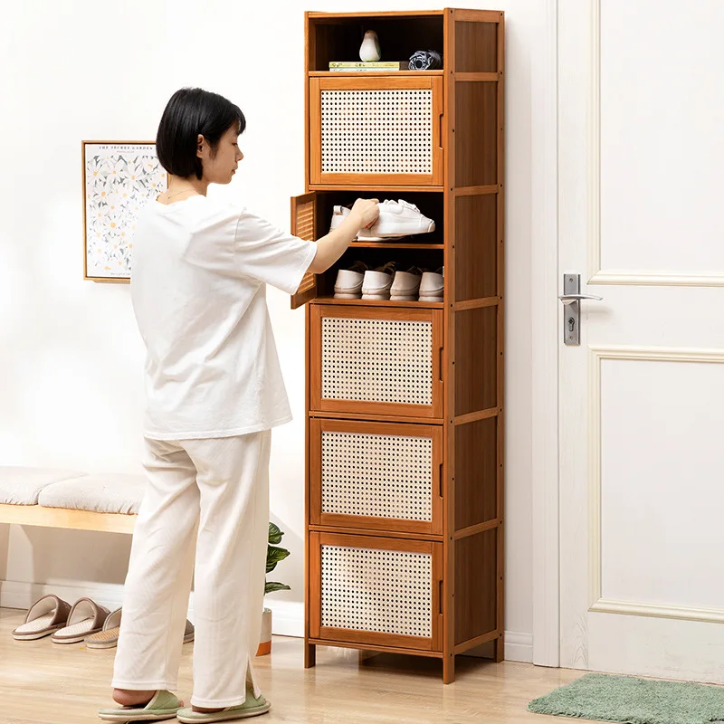 Simple shoe cabinet vertical small apartment door floor shoe rack storage integrated corridor