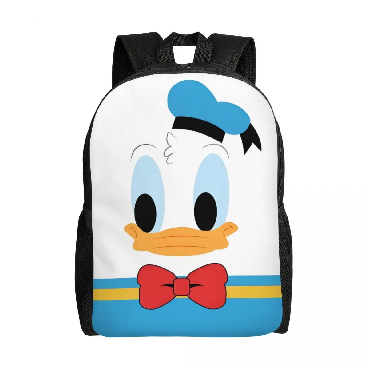 

Custom Adorable Donald Duck Backpack Women Men Basic Bookbag for College School Kawaii Cartoon Bags