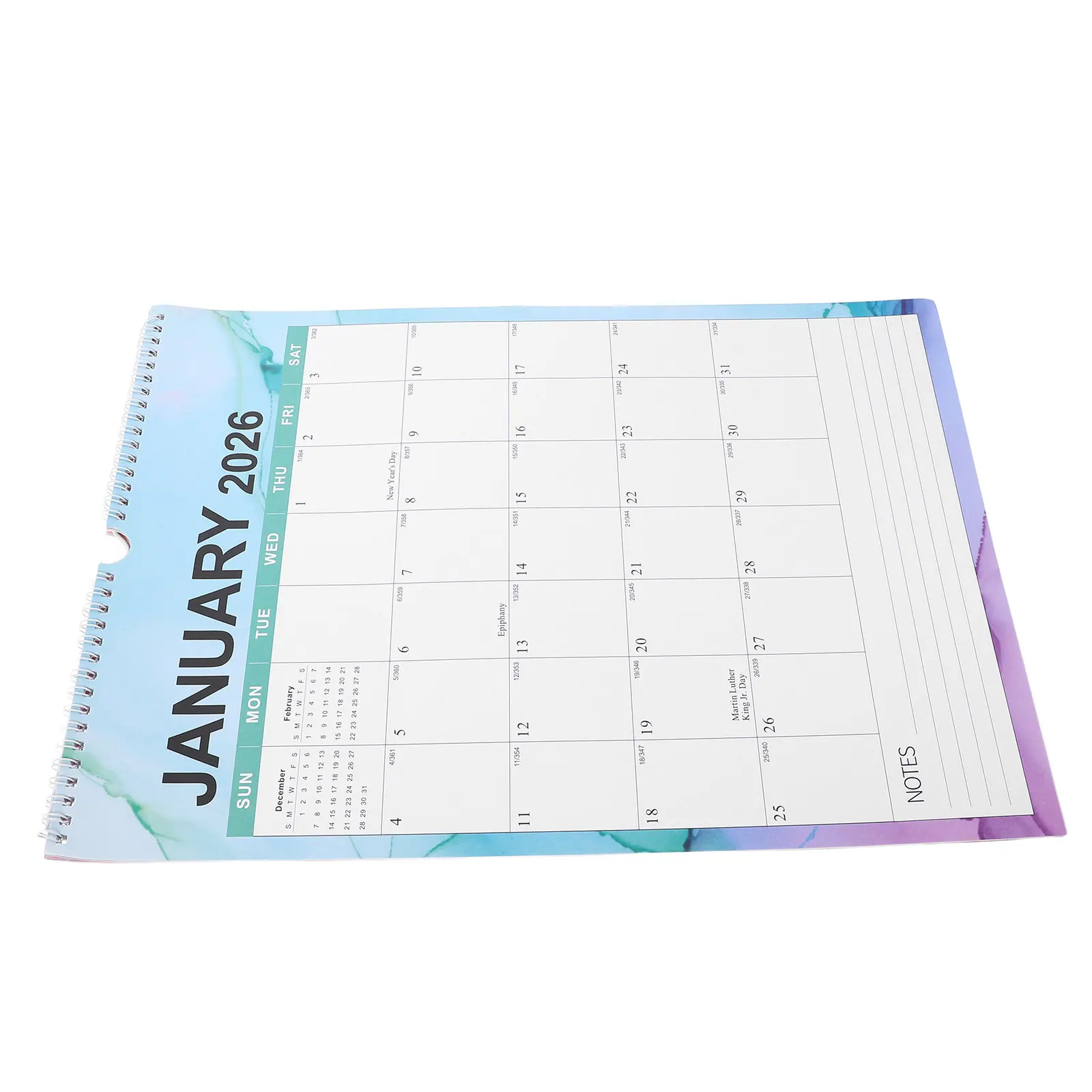 

2026 Wall Calendar Spiral Binding 18-Month Coverage Daily Countdown Holiday Highlights Modern Design for Family Office Study