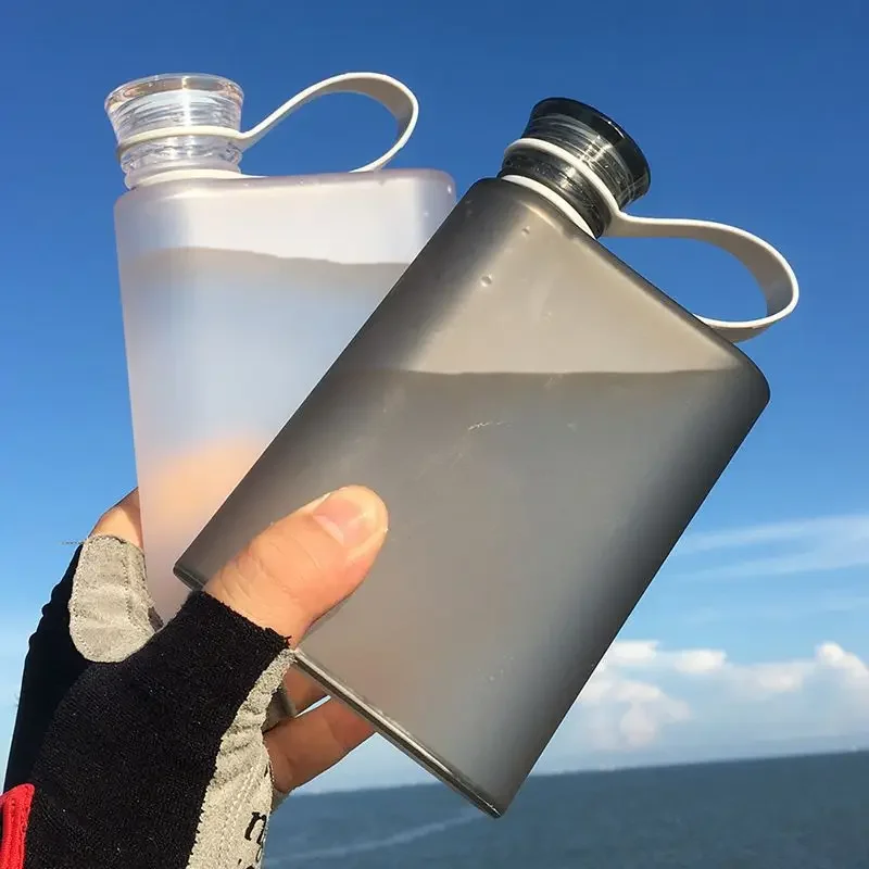 Portable Sports Clear Paper Pad Water Bottle Frosted Outdoor Sports Kettle Flat Water Bottle Drinks Kettle Notebook Drink Mug