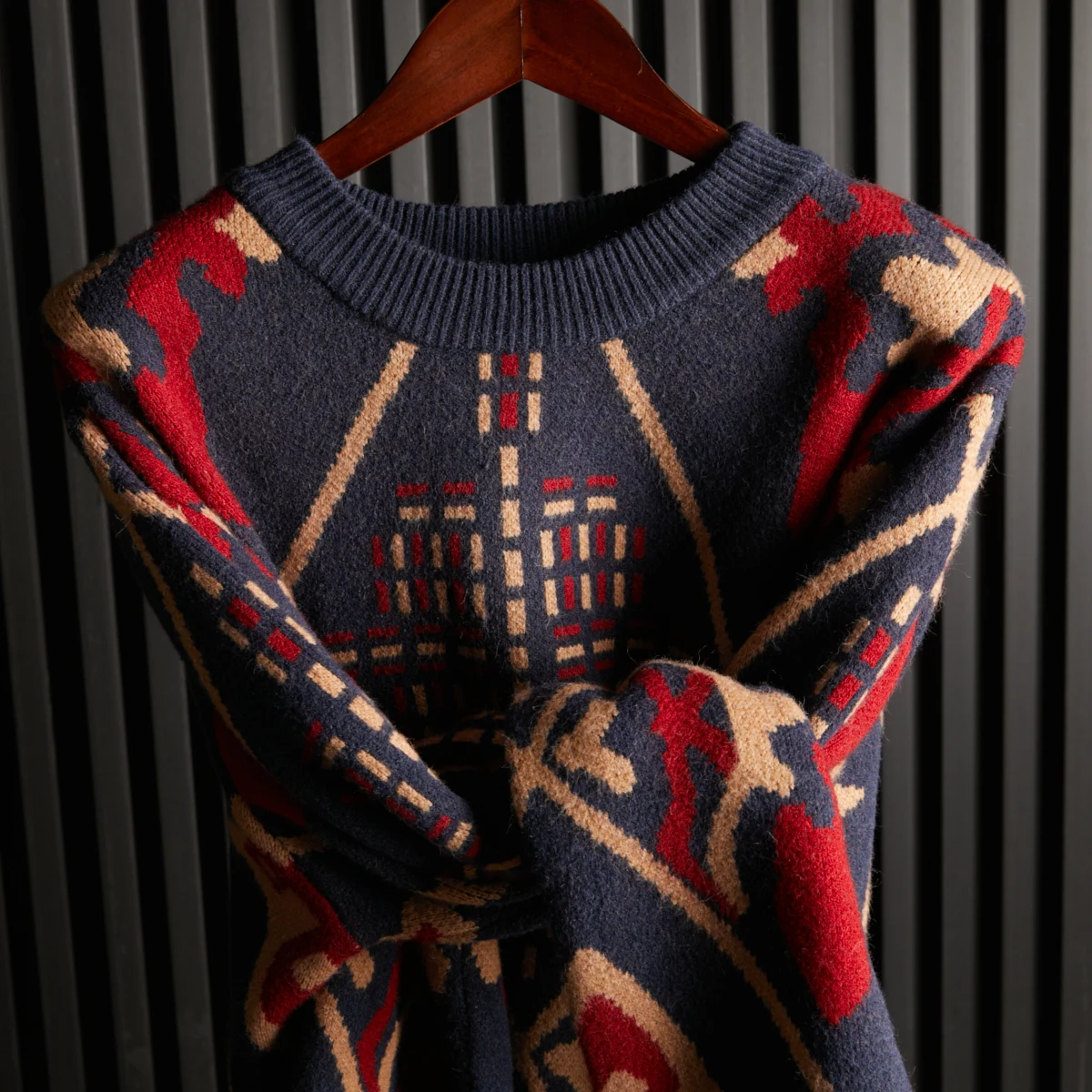 

Thiened round Ne Knitted Sweater Men's Faionable Autumn Winter Sweater Color Blo Weave OZ ape Youth Sle