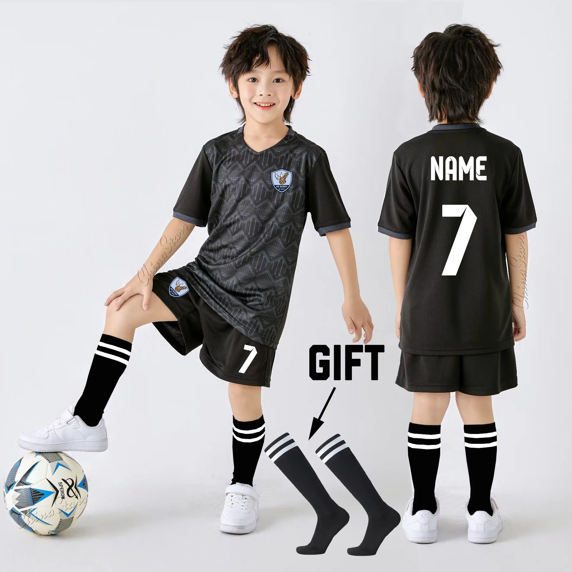

Student Soccer Competition Team Kits Sets Children's Short Sleeve Football Jerseys Boys Girls Athlete Play Ball Sports Uniforms
