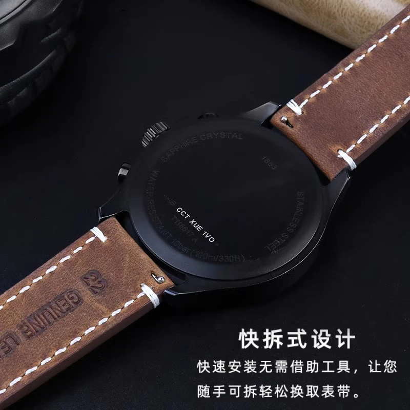 18mm Retro Leather Watchband For Casio AE1200 AE1300 A158W/A168 W-216H F91 Vintage Cowhide Strap convex mouth Men's Bracelet
