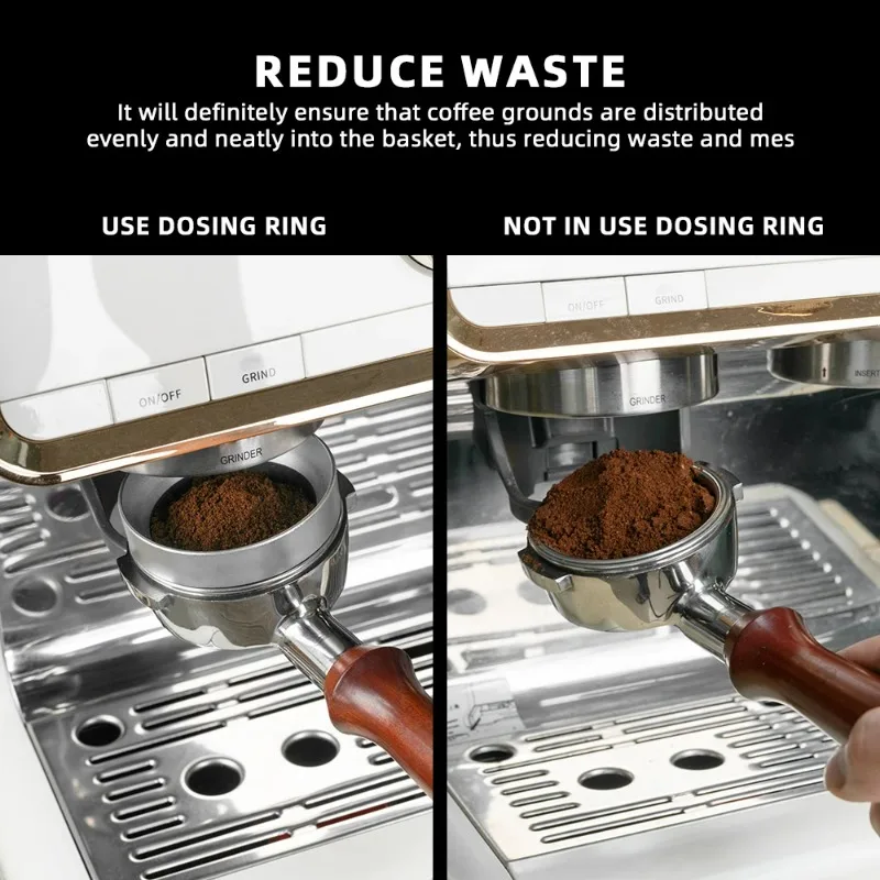 Embudo dosificador de café expreso ABS de 51/53/58mm, recolector de polvo Universal con anillo dosificador de café magnético, anillo de polvo, accesorios de café