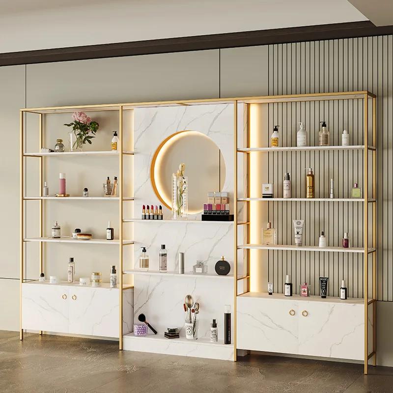 

Cosmetics display cabinet Barber shop Beauty salon Skin care product display cabinet Shelf with lamp shelf Multi-layer cabinet