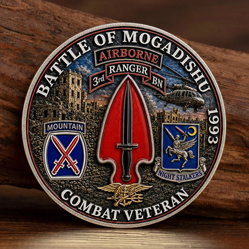 Mogadishu 1993 Operation Gothic Serpent Souvenir Coin Airborne Ranger Veteran Silvery Plated Collection Coin