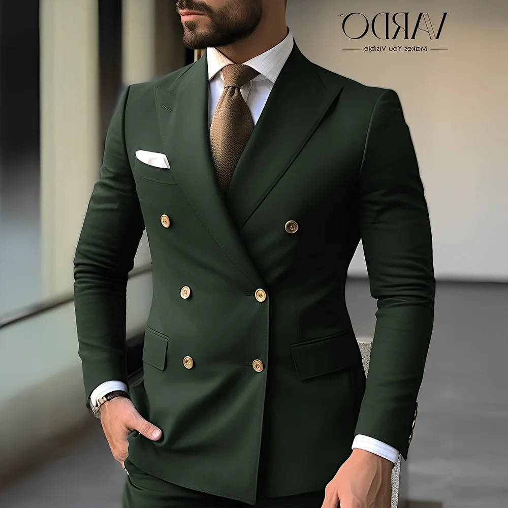 High-end Men's Suit 2-piece Blazer Pants Wedding Groom Tuxedo Double-breasted Jacket Slim Fit Design Outfit